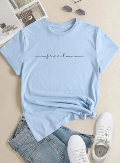 European And American Digital Printing Casual Round Neck T-shirt