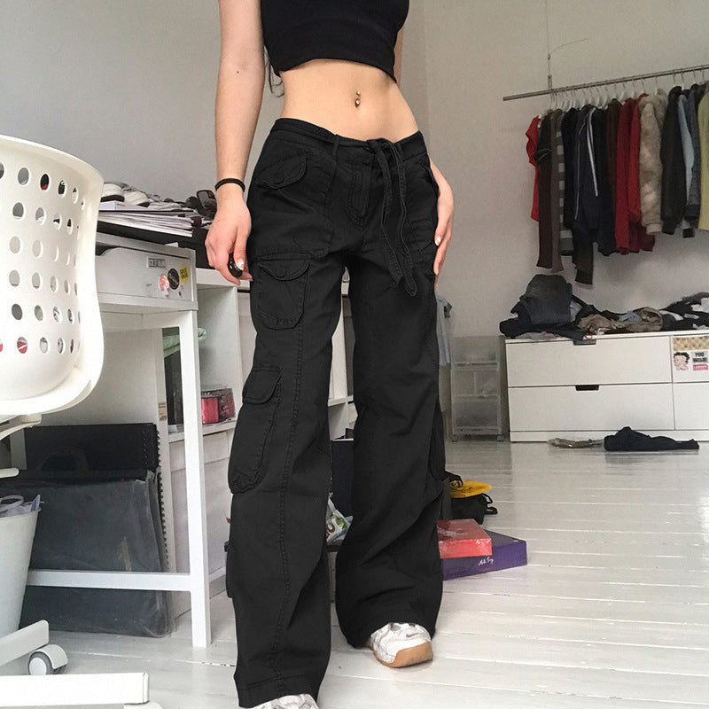 Multi-pocket Workwear Trousers Hipster Old Loose Wide Leg