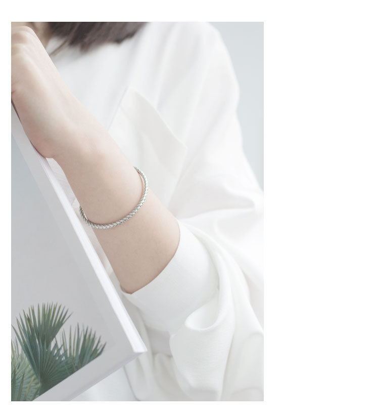 925 Sterling Silver Woven Pattern Adjustable Bracelet
