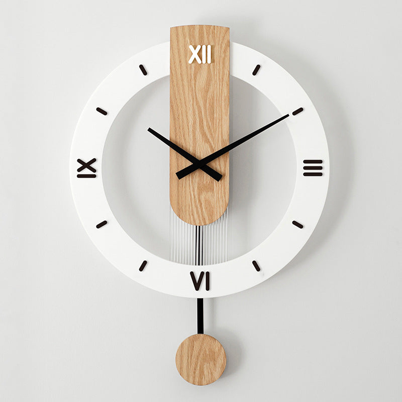 Simple Wall Clock Nordic Modern Solid Wood Mute Swing