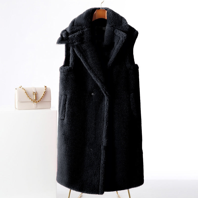 Women's Fur Long Profile Vest Jacket