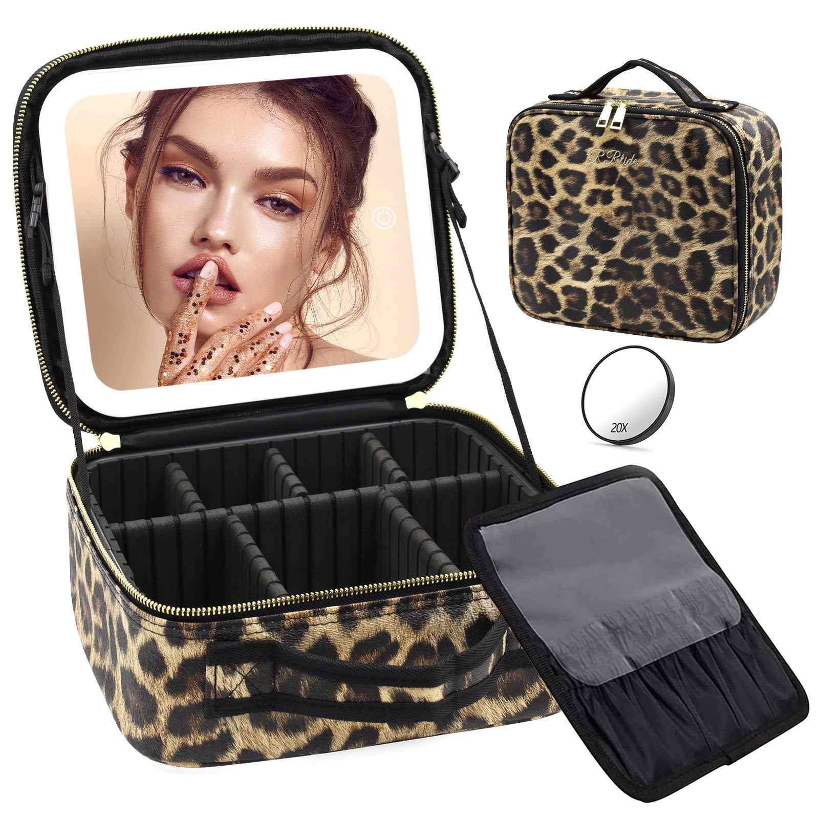 Large Capacity Cosmetic Case With LED Mirror High Sense Multifunctional Storage For Makeup Artist Cosmetic Bag