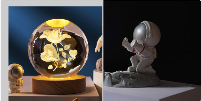 3D Crystal Ball Night Light Solar System Cosmic Theme LED Decoration Light Wooden Base Astronomy Nightlights Birthday Gift