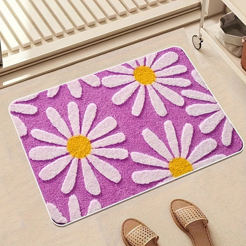Cashmere-like Floor Mat Cross-border Flower Home Bathroom Non-slip Floor Mat