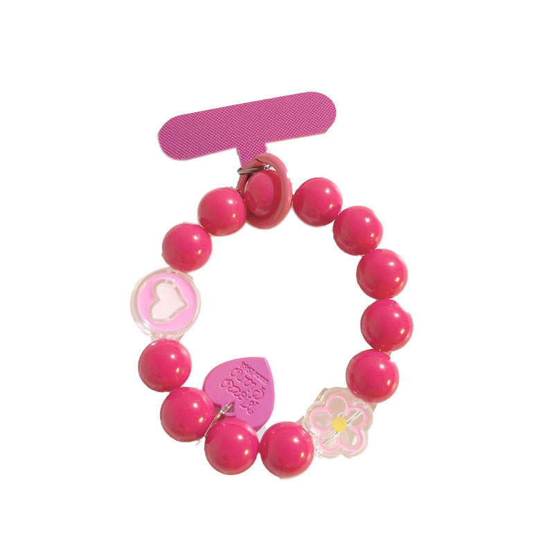 Beads Solid Color Bracelet Phone Case Pendant