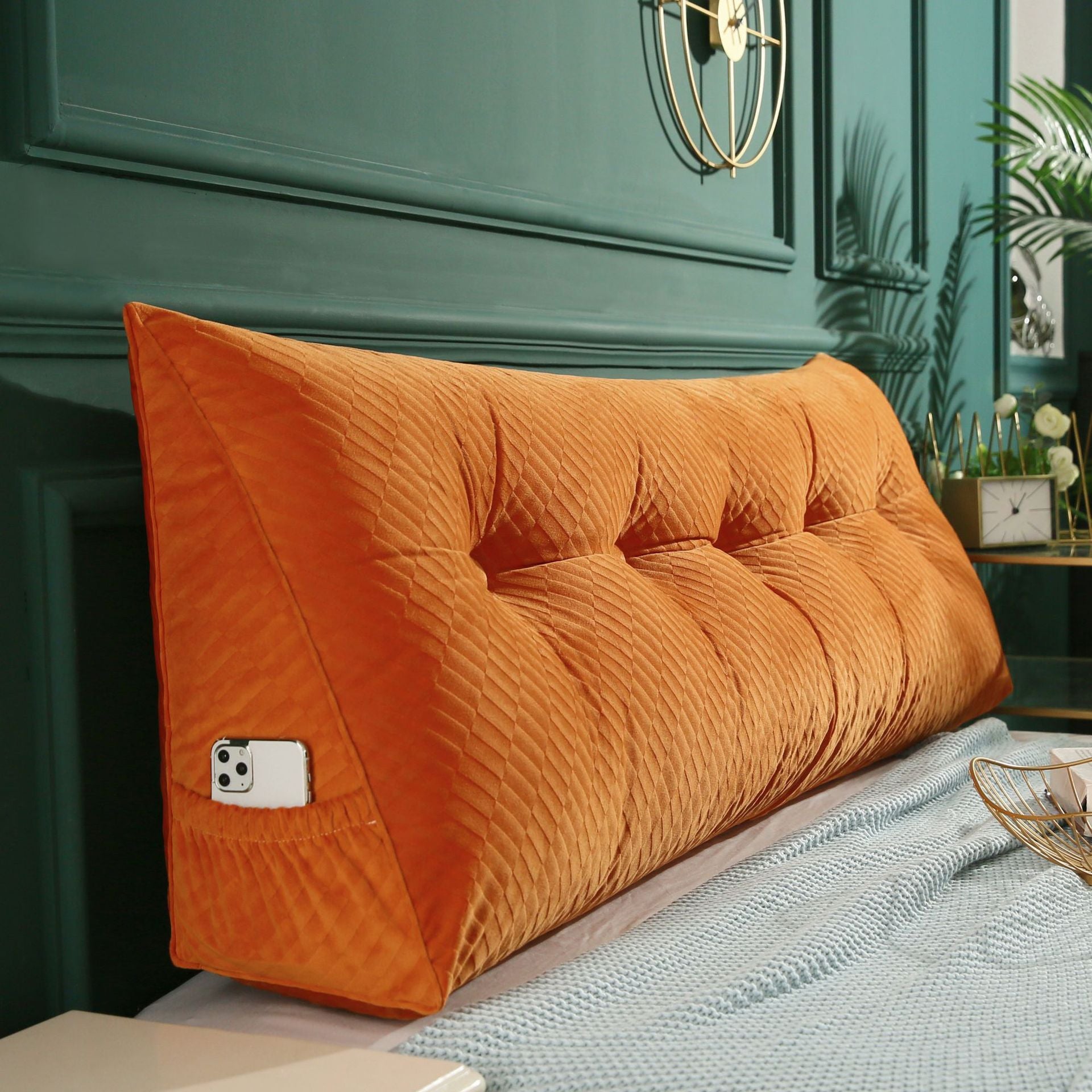 Three Dimensional Velvet Triangle Big Cushion Bedside Cushion Can Be
