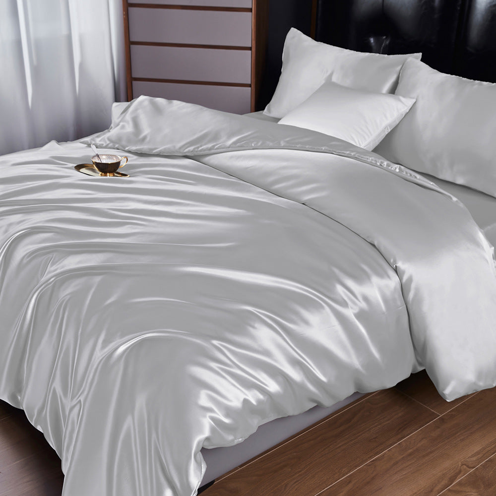 Pure Color Satin Silk-like Four-piece Set