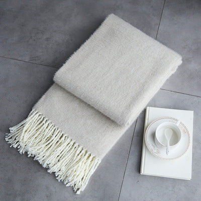 Nordic Style Solid Color Air Conditioning Blanket Blanket Sofa Blanket Mink Velvet