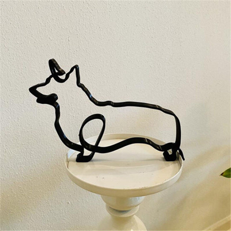 Simple Metal Dog Art Sculptured Ornaments Home Decoration