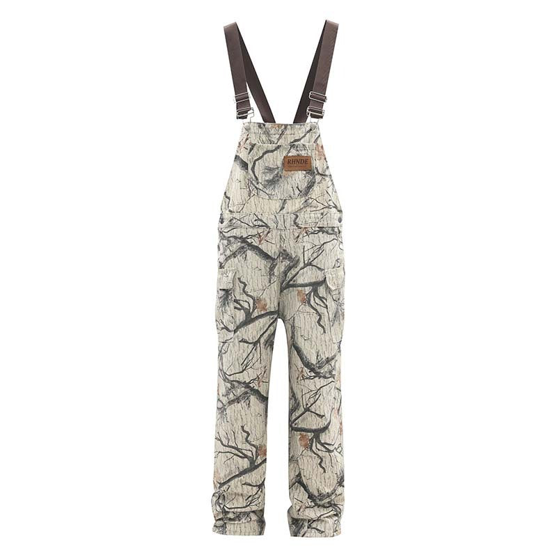 American Retro Branch Deciduous Camouflage Suspender Pants Men And Women