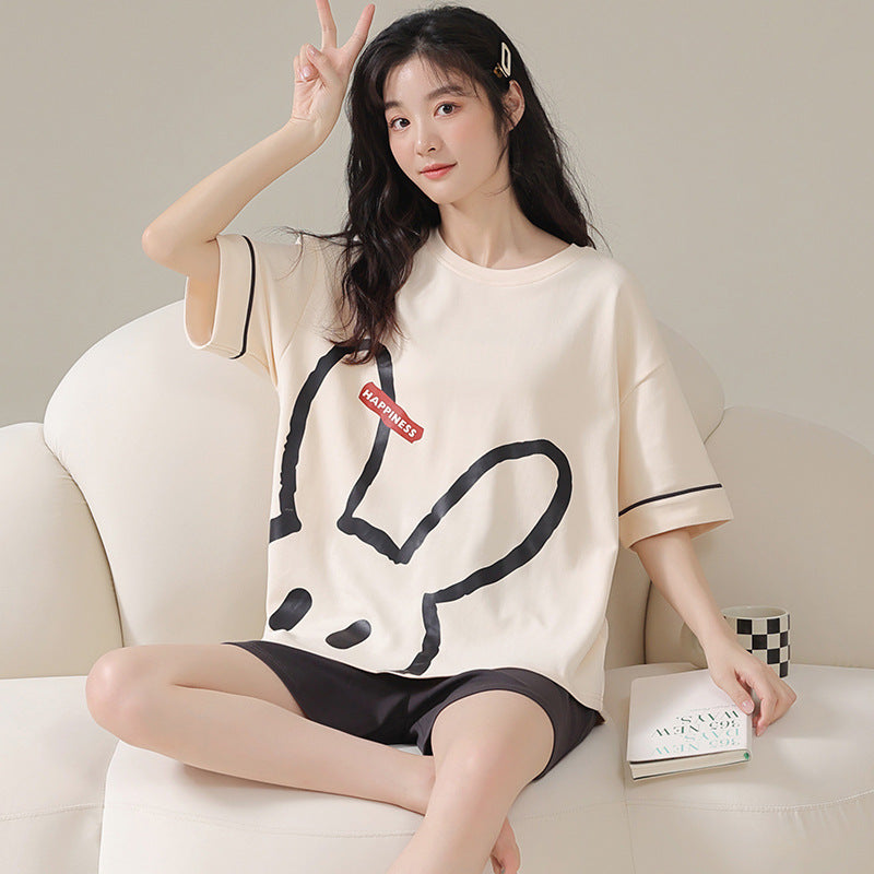 Pajamas Summer Women's Suit Pure Cotton High-grade Short-sleeved Shorts