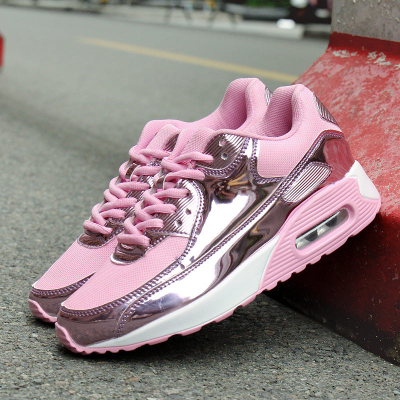 Breathable Women's Sports Flat Shoes Gold Slip On Air Cushion Shoes