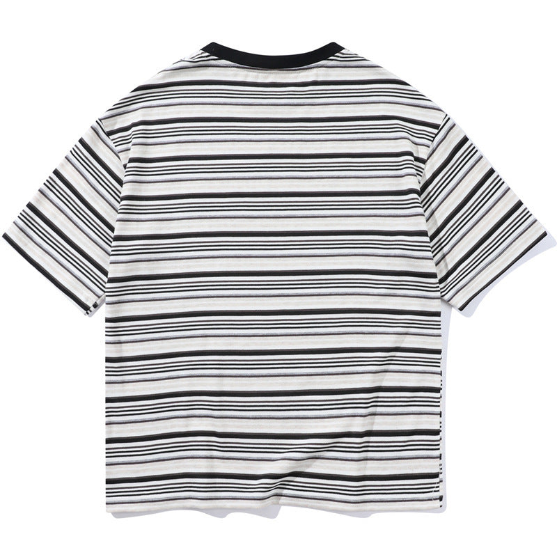 Men's Striped Loose Artistic Youth Fresh T-shirt