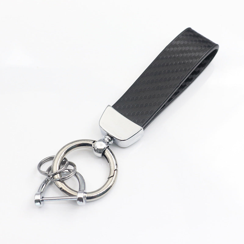 Carbon Fiber Pattern Car Anti-lost Leather Key Ring Pendant