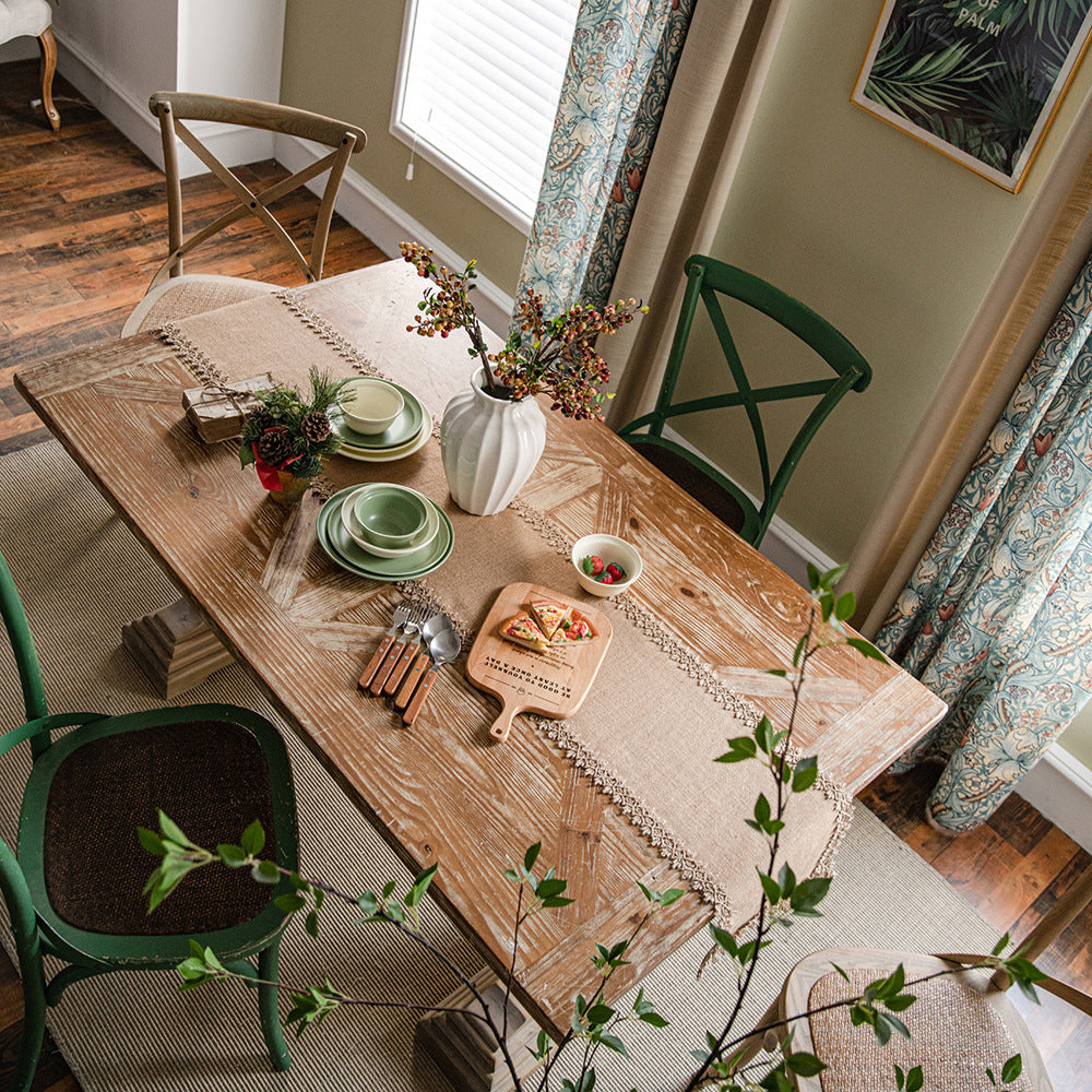 Festival Natural Jute Woven Tassels Party Decorative American Table Runner