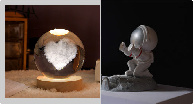 3D Crystal Ball Night Light Solar System Cosmic Theme LED Decoration Light Wooden Base Astronomy Nightlights Birthday Gift
