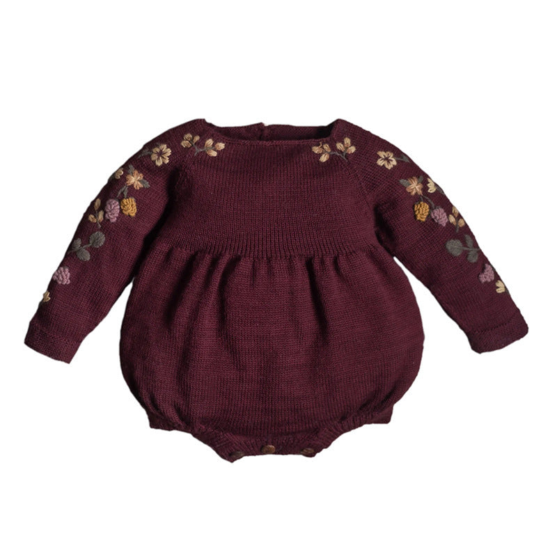 Baby Embroidery Long Sleeve Butt Wrap Clothes Wool