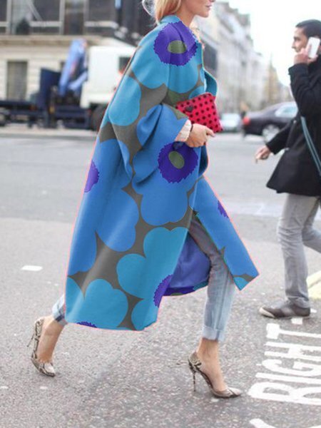 Flared sleeve coat printed loose windbreaker