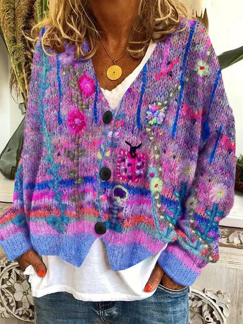 Christmas Abstract Printing Cloak Coat Cardigan Sweater