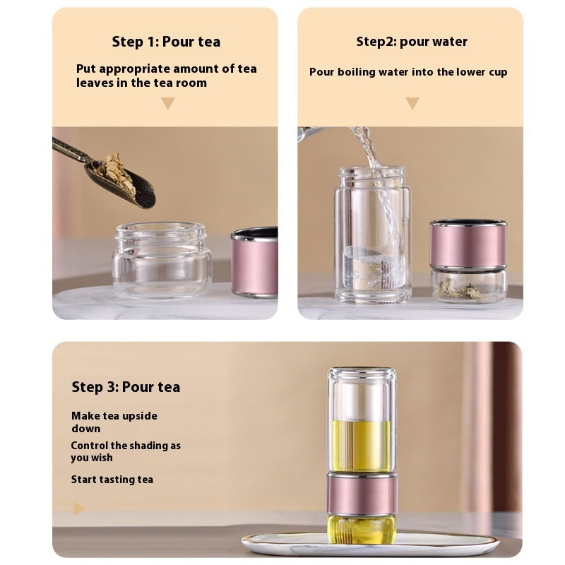 Double-layer Glass Tea Separation Tea Brewing Portable Borosilicate Scented Tea Cup