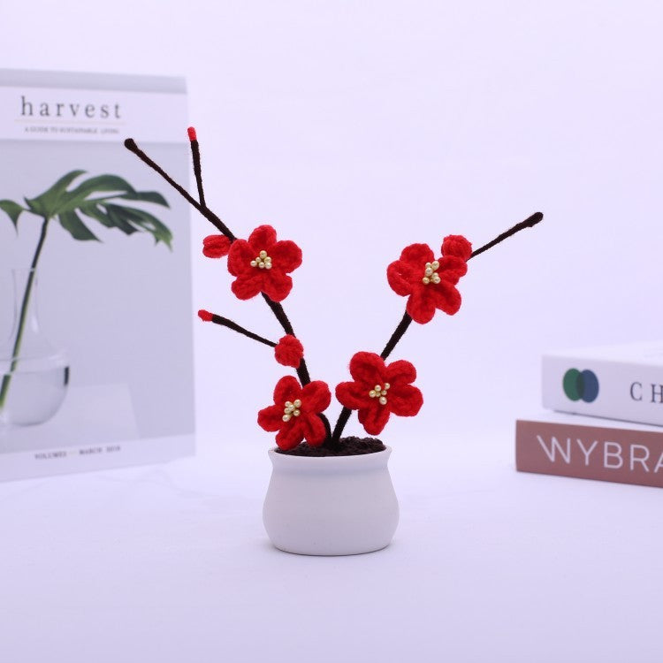 Handmade Potted Plum Blossom Emulational Flower Decoration