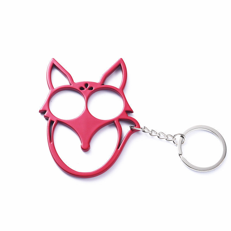 Fox Shaped Key-chain Metal Double Finger Lock Outdoor Self-defense Supplies Multifunctional