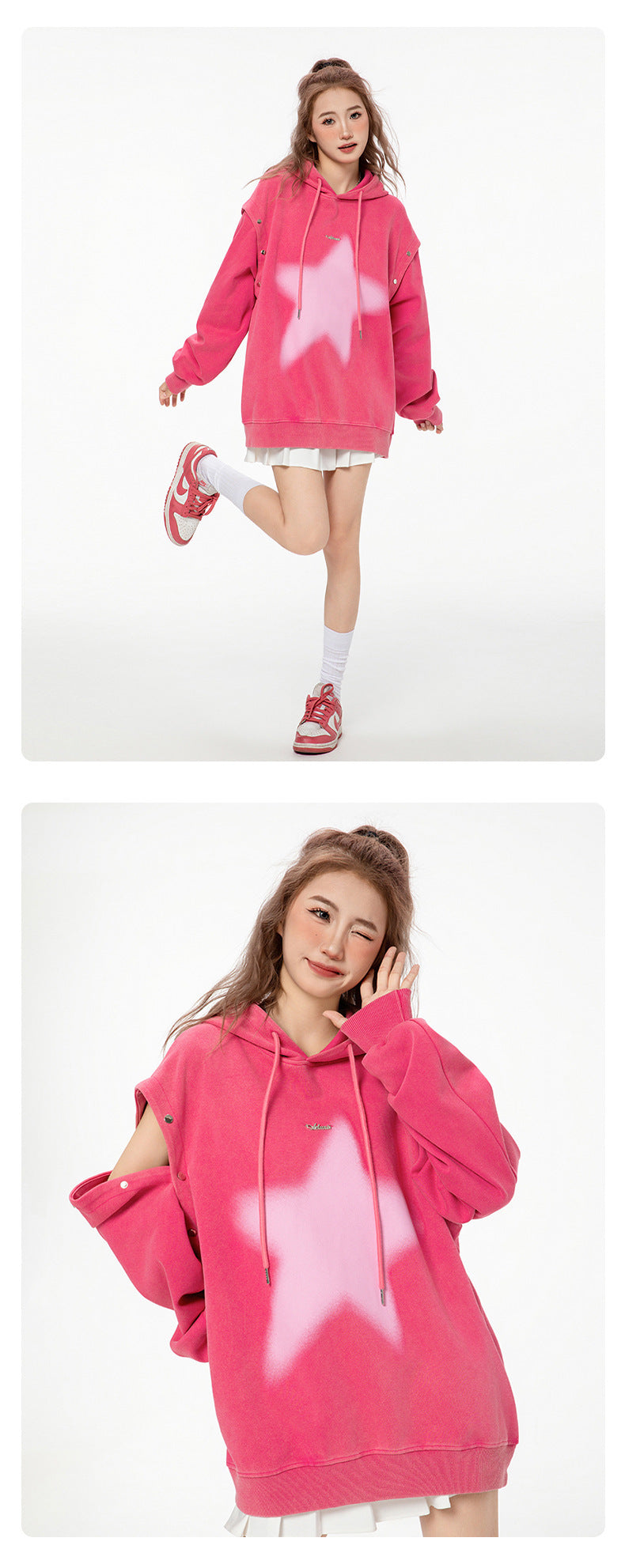 American-style XINGX Printed Distressed Detachable Sweater Autumn Couple Loose Top