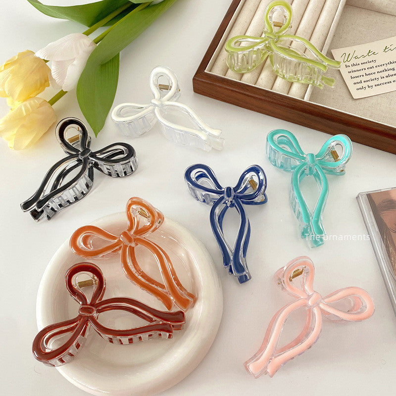 High-grade Bow Barrettes Jelly Color Dripping Oil Grip Women's Headdress