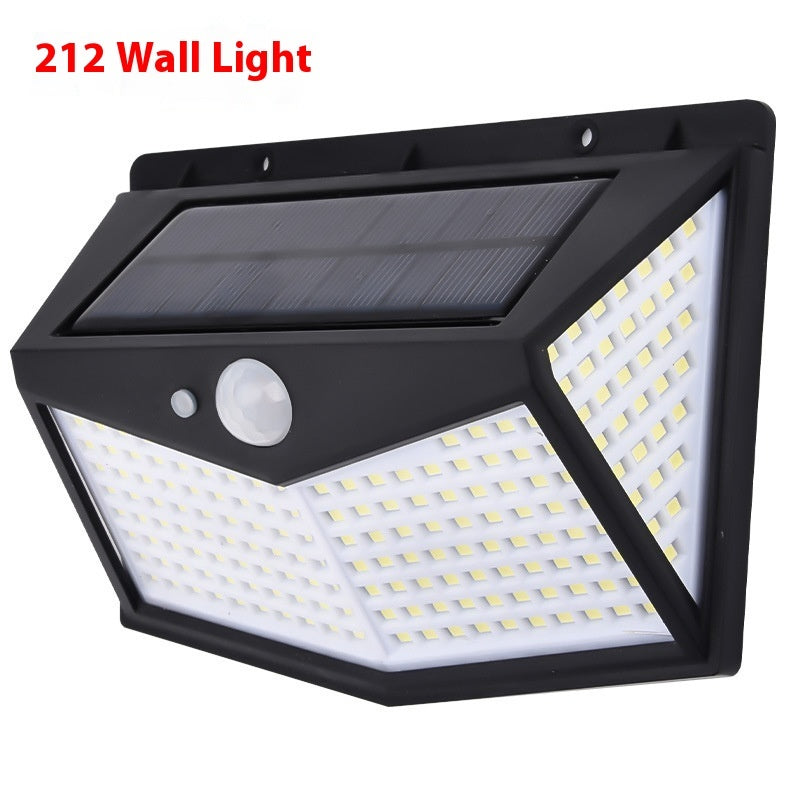 114LED Solar Wall Lamp All Sides Luminous Outdoor Human Body Induction Street Lamp