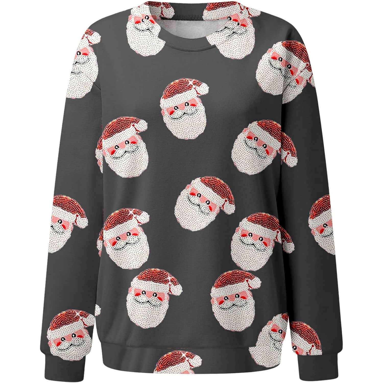 New Hot Sale Women's Casual Capless Round Neck Regular Drop Shoulder Sweater Pullover Print Top