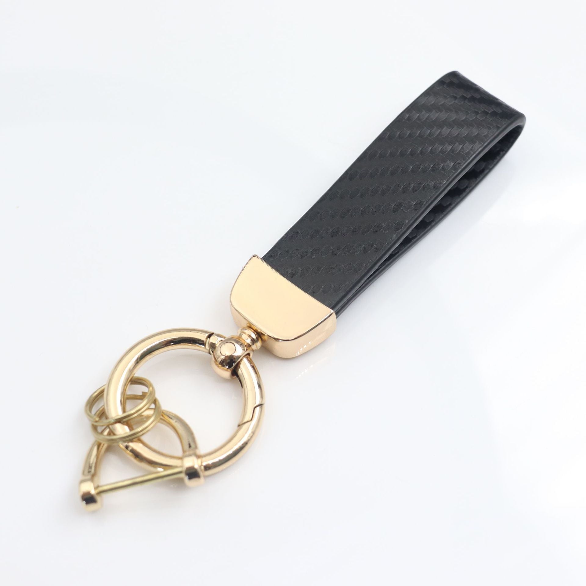 Carbon Fiber Pattern Car Anti-lost Leather Key Ring Pendant