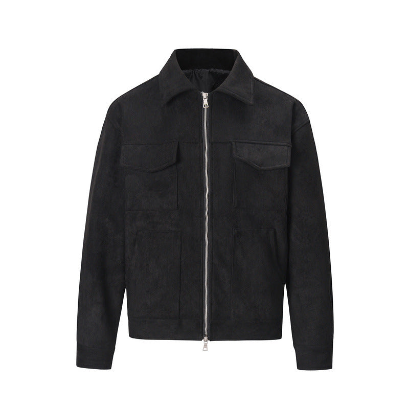 Vintage Solid Deerskin Multi-Pocket Zip Jacket