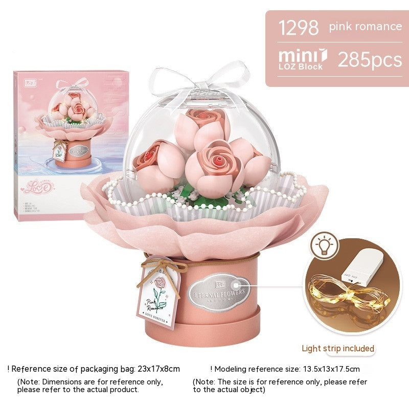 Building Block Bouquet With Light Small Particles Educational Toys