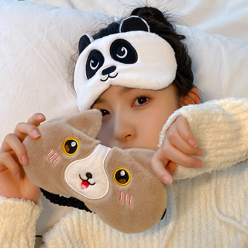 Panda Eye Mask Plush Cute Female Head-mounted