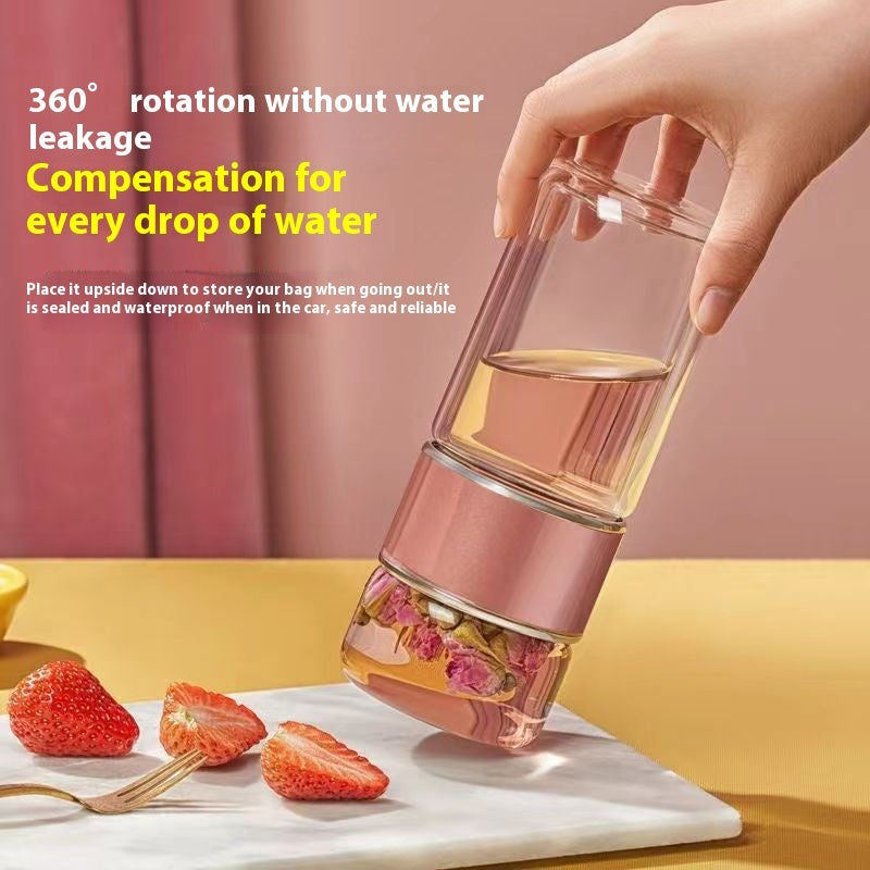 Double Layered Tea Separation Brewing Glass Cup