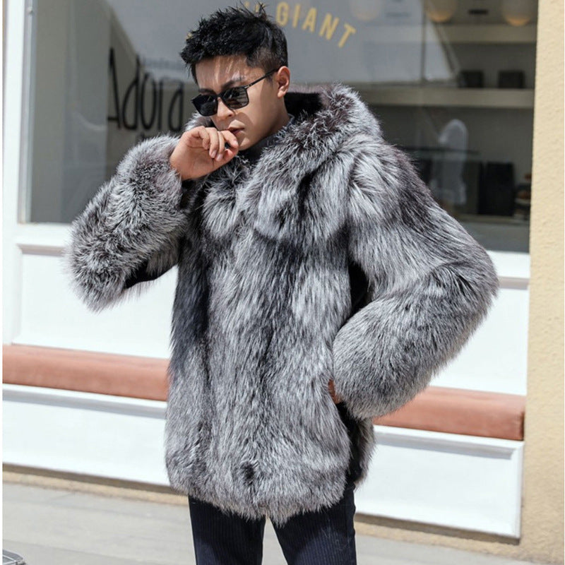 Hooded Fox Fur Men's Mink Fur