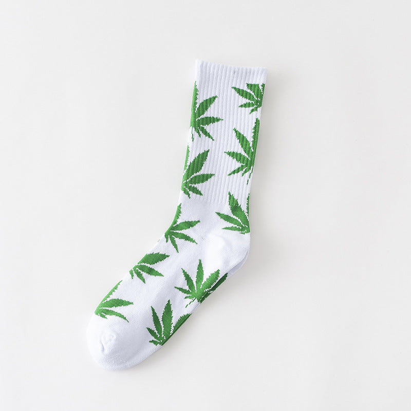 Women's Leaves Are Cotton Middle Tube Socks Thick