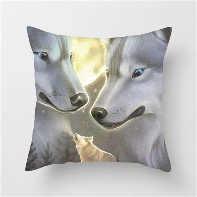 Home Decoration Without Pillow Core 3D Fluorescent Wolf Polyester Pillowcase