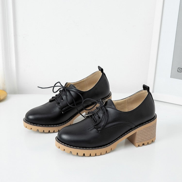 Lace-up Thick-heel Student Small Leather Shoes Women's Spring And Autumn Single Shoes