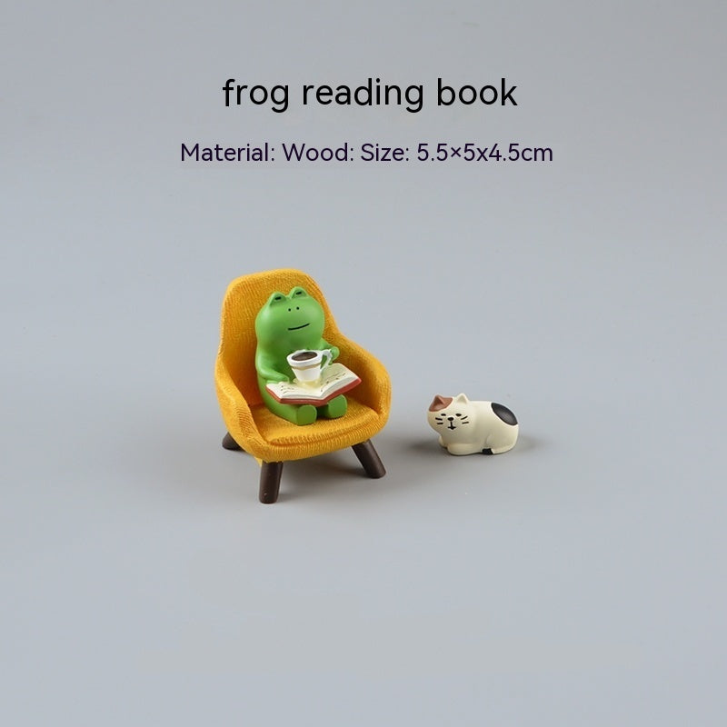 Frog Reading Table Lamp Decoration Resin Crafts