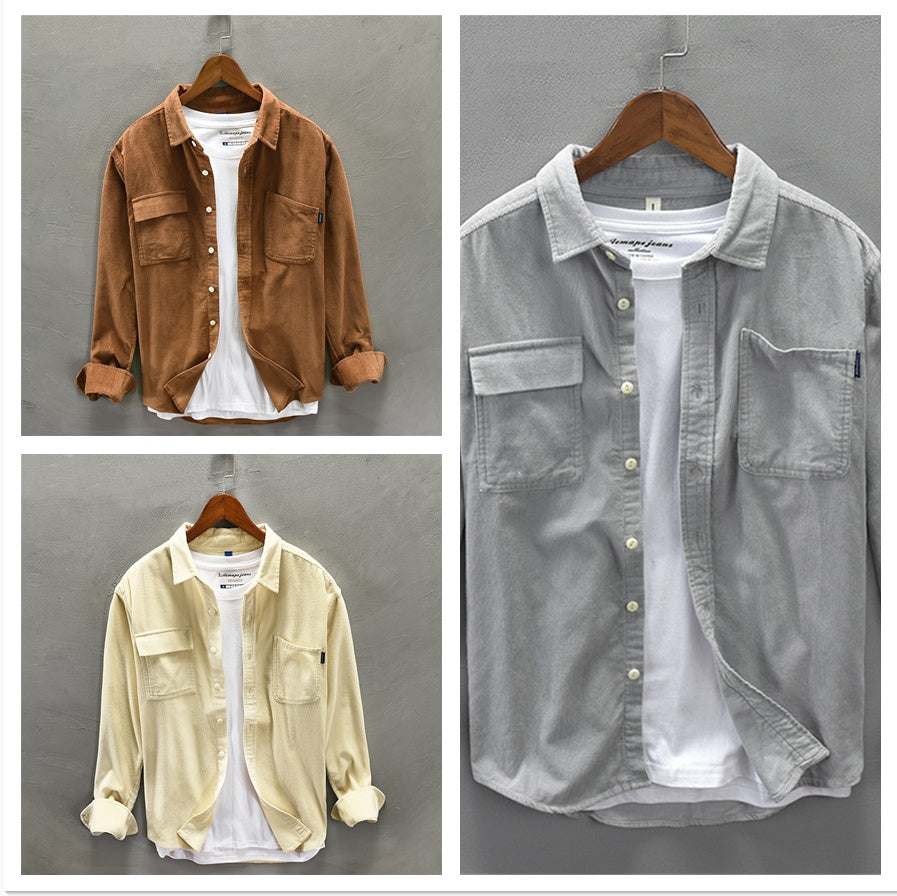 Cotton Long-Sleeved Shirt Casual Men's Jacket