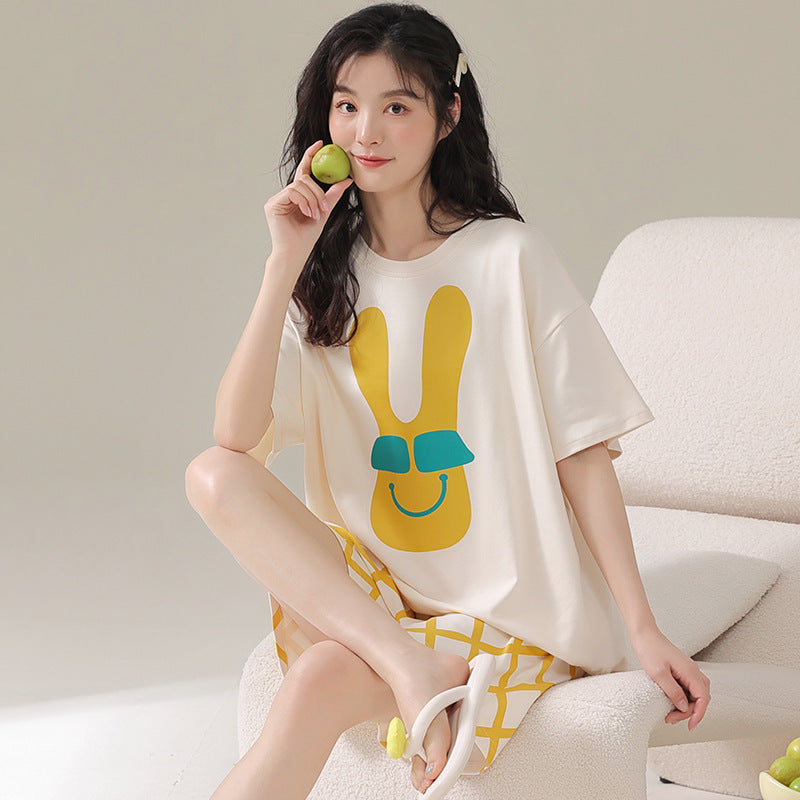 Pajamas Summer Women's Suit Pure Cotton High-grade Short-sleeved Shorts