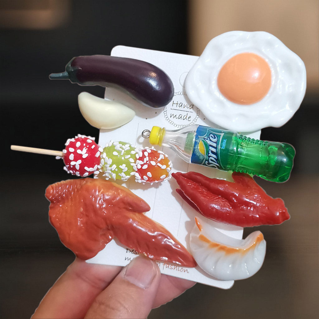 Rice, Poached Eggs, Melon Seeds, Corn Clip, Super Cute Simulation Food Mini Clip