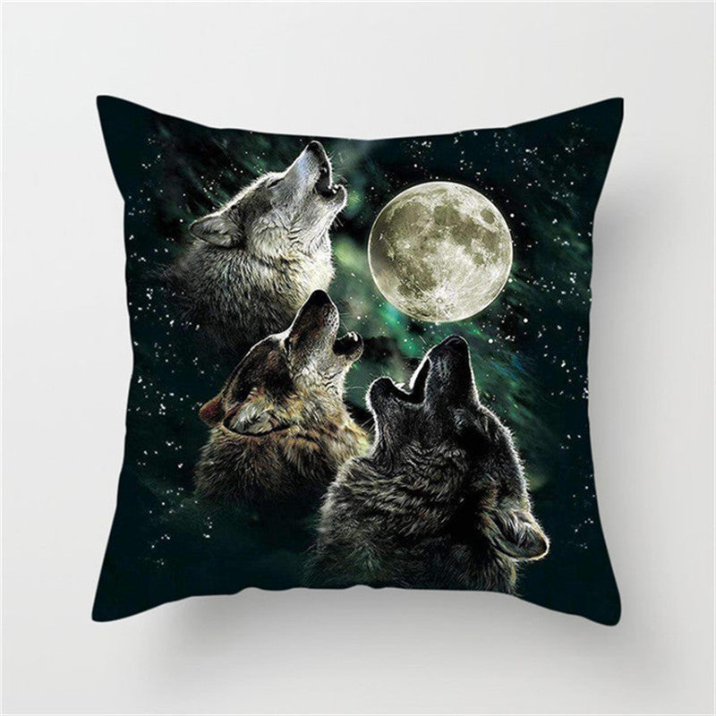 Home Decoration Without Pillow Core 3D Fluorescent Wolf Polyester Pillowcase