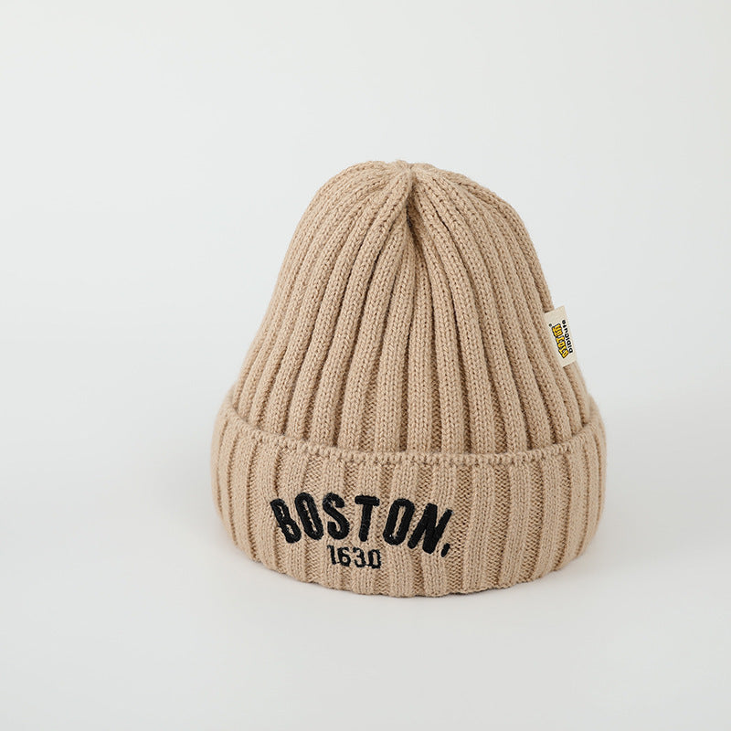 BOSTON Letter Children Woolen Knitted Hat