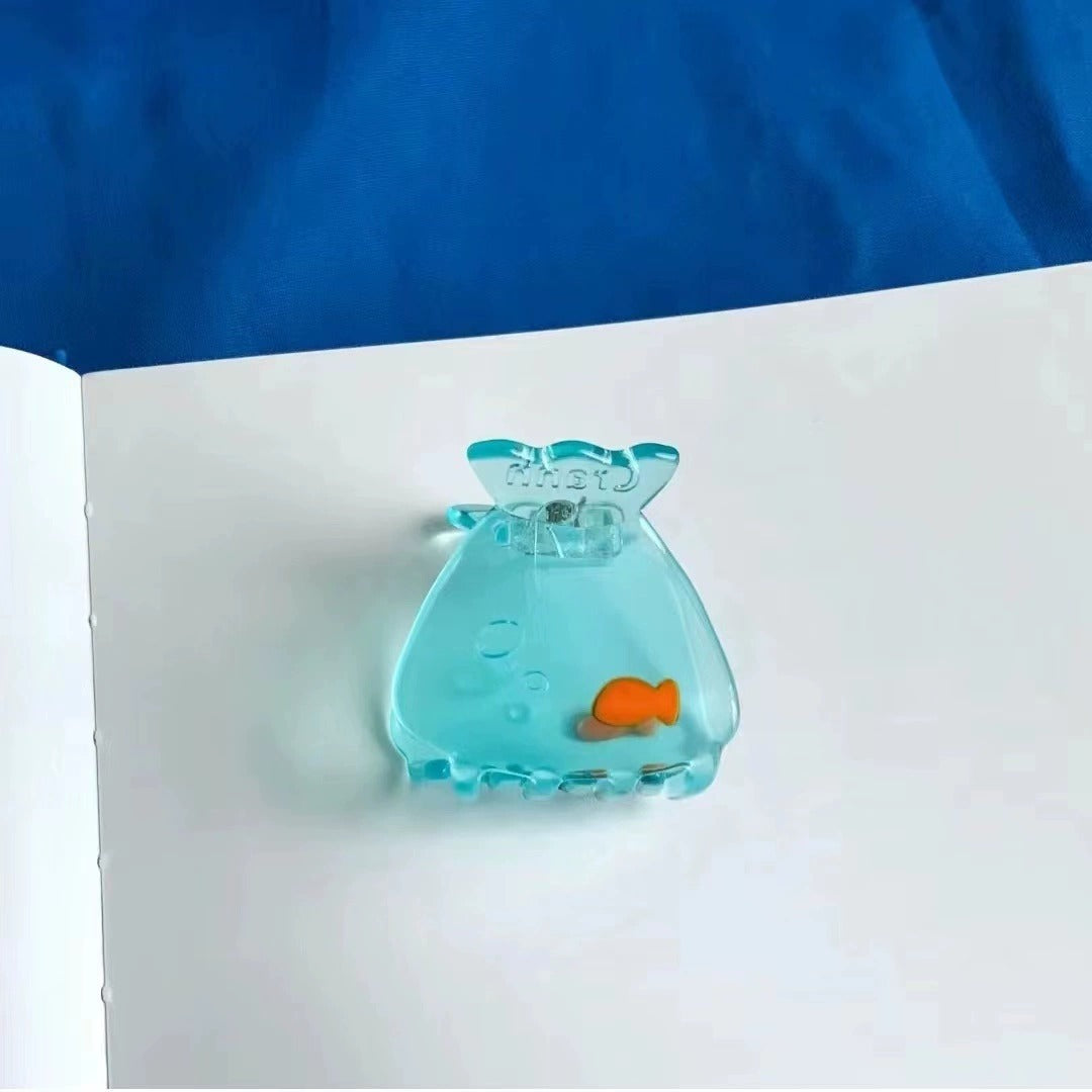 Goldfish Barrettes Ocean Blue Translucent Small Jaw Clip Summer