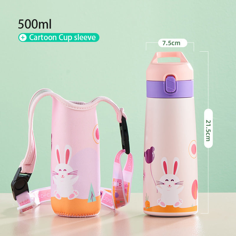 Stainless Steel Children's Thermos Mug Bounce Straw Cup