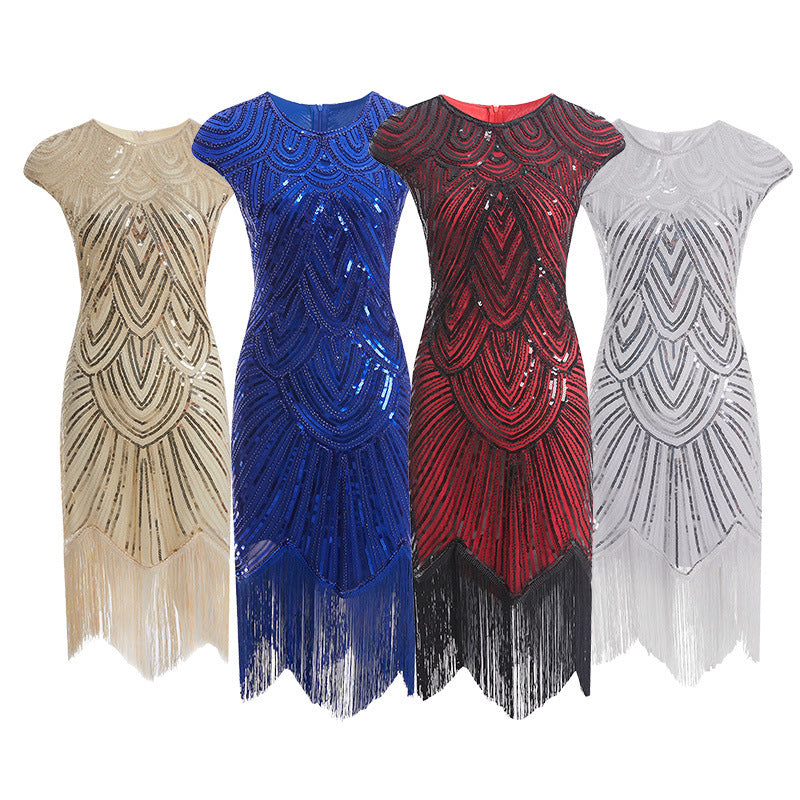 New Women's Vintage Sequin Fringe Dress Beading