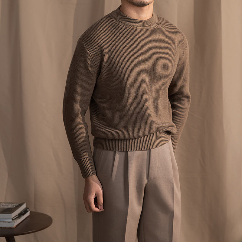 Small Wide Thick Needle Round Neck Sweater