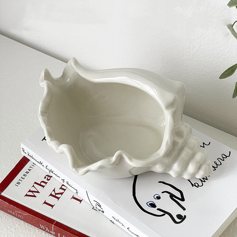 Fashion Ceramic Conch Shell Tray Decoration